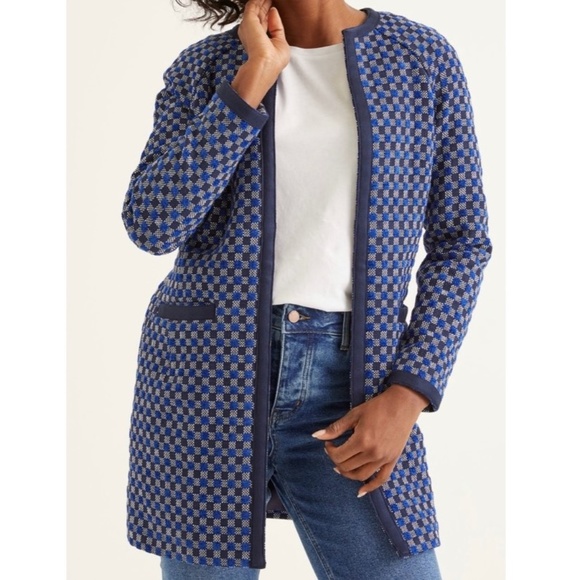 Boden Jackets & Blazers - Boden Eliot Blue/Black Checked Open Coat - Size 10